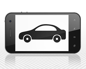 Image showing Vacation concept: Smartphone with Car on display