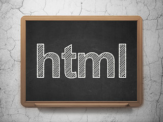 Image showing Software concept: Html on chalkboard background