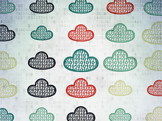 Image showing Cloud computing concept: Cloud With Code icons on Digital Paper background