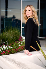 Image showing Woman outside office