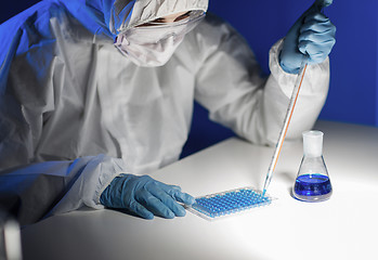 Image showing close up of scientist making test in lab