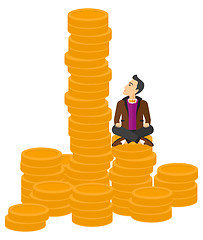 Image showing Businessman sitting on gold.