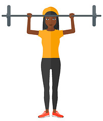 Image showing Woman lifting barbell.