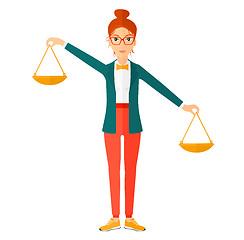 Image showing Business woman with scales.