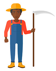 Image showing Farmer with scythe.