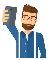 Image showing Man making selfie.