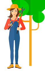 Image showing Farmer with pruner.