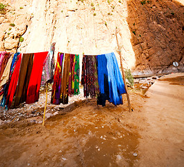 Image showing  in todra gorge morocco africa and scarf shop