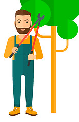 Image showing Farmer with pruner.