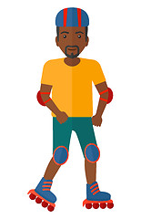 Image showing Sporty man on rollerblades.