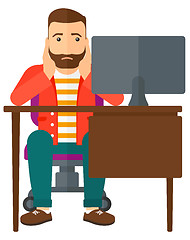 Image showing Tired employee sitting in office.