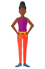 Image showing Woman measuring waist.