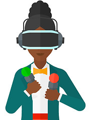 Image showing Woman in oculus rift.