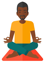 Image showing Man meditating in lotus pose.