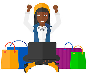Image showing Woman making purchases online.