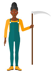 Image showing Farmer with scythe.