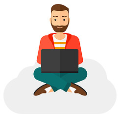 Image showing Man sitting with laptop.