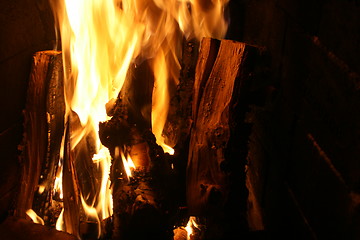 Image showing Burning fireplace