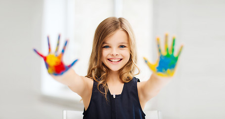 Image showing girl showing painted hands