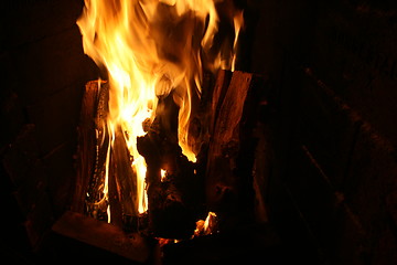 Image showing Burning fireplace