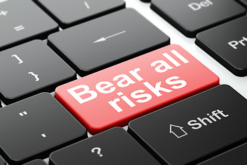 Image showing Insurance concept: Bear All Risks on computer keyboard background