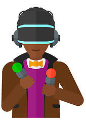 Image showing Man wearing virtual reality headset.