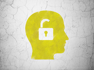 Image showing Finance concept: Head With Padlock on wall background
