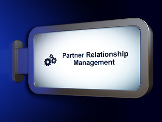 Image showing Business concept: Partner Relationship Management and Gears on billboard background