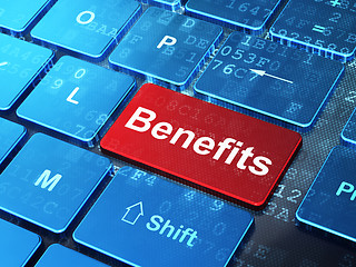 Image showing Business concept: Benefits on computer keyboard background