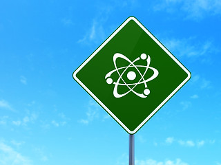 Image showing Science concept: Molecule on road sign background