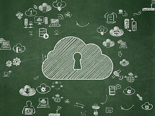 Image showing Cloud computing concept: Cloud With Keyhole on School Board background