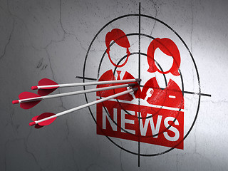 Image showing News concept: arrows in Anchorman target on wall background