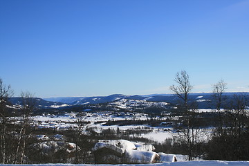 Image showing Cabins in Norwegian winter landscape