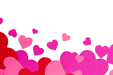 Image showing close up of valentines heart shapes with copyspace