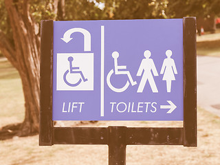 Image showing  Lift and toilets sign vintage