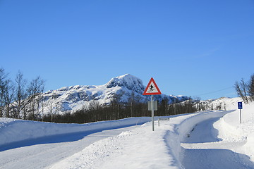 Image showing Norwegian mountain road in winter