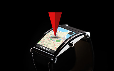 Image showing close up of black smart watch with gps navigator