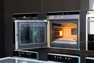 Image showing Modern oven with door open