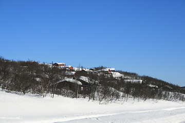 Image showing Norwegian cabins in winter