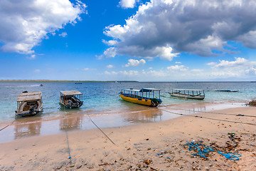 Image showing dream beach with boat Bali Indonesia