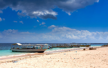 Image showing dream beach with boat Bali Indonesia