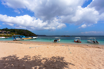 Image showing dream beach with boat Bali Indonesia