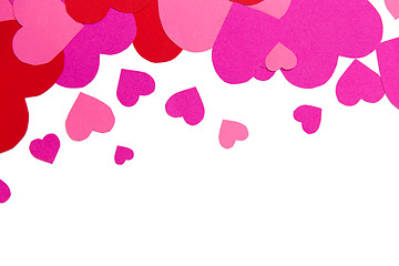 Image showing close up of valentines heart shapes with copyspace