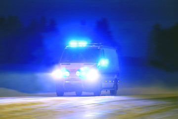 Image showing Ambulance in the Blue Night