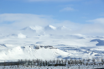 Image showing Snowy mountain landscape, Iceland