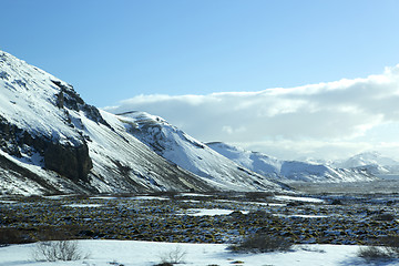 Image showing Snowy mountain landscape, Iceland