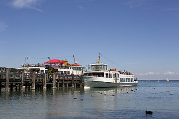 Image showing Steamship at the pier, Chiemsee, Bavaria