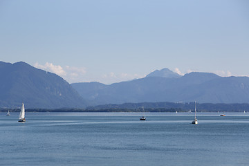 Image showing Sailing boats at lake Chiemsee, Bavaria, Germany