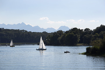 Image showing Sailing boats at lake Chiemsee, Bavaria, Germany