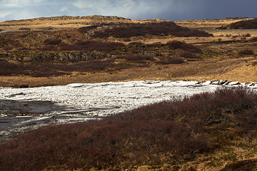 Image showing Ice melting on a river bank, Iceland